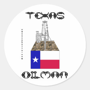 Redonda Aceite del Oilman de Tejas, pegatina del campo