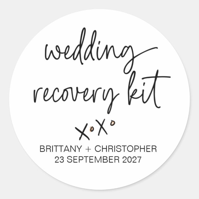 Redonda Acogida Pegatina favorita de bodas para invitados (Anverso)