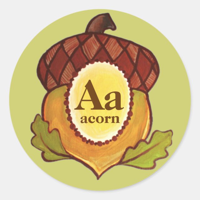 Redonda Acorn un poderoso roble en progreso Pegatina (Anverso)