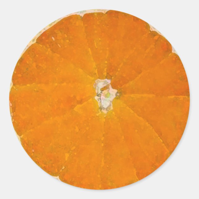 Redonda Acuarela de corte naranja - pegatina (Anverso)