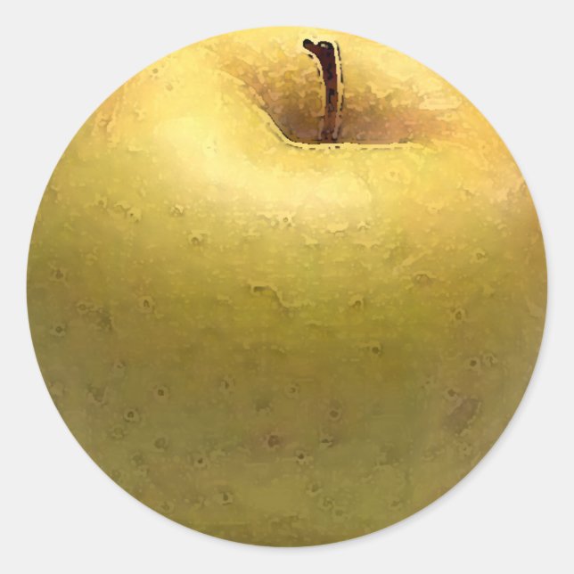 Redonda Acuarela de manzana dorada - pegatina (Anverso)