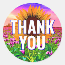 Acuarela Girasol - Pegatina de agradecimiento flor