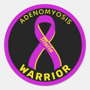 Redonda Adenomyosis Warrior Ribbon Black Round Pegatina