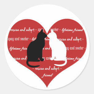 Redonda Adopción de gatos, pegatina de corazón de rescate