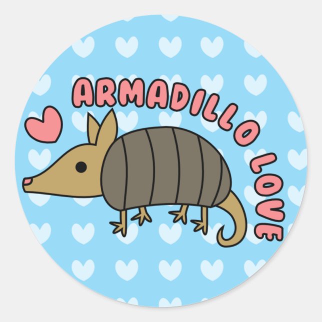 Redonda Adorable Kawaii Armadillo Pegatina (Anverso)