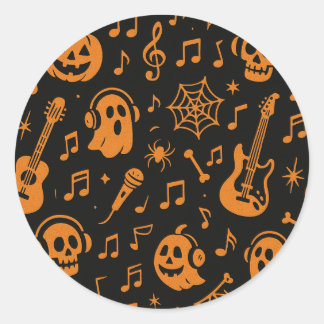 Redonda adorable pegatina de música de Halloween