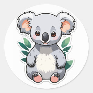 Redonda Adorable Pegatina Koala - Cuidadoso ícono australi