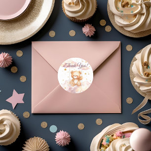 Redonda Adorable Teddy Bear - Gracias Pegatina