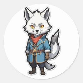 Redonda Adventurous Anime Wolf Warrior Pegatina