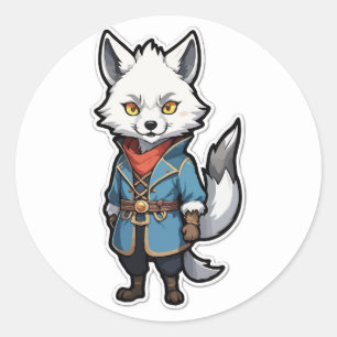 Redonda Adventurous Anime Wolf Warrior Pegatina