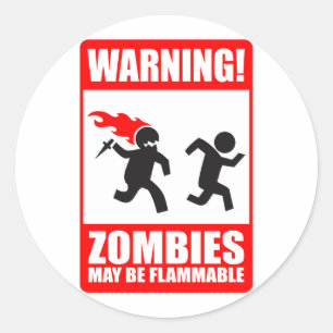 Redonda ¡Advertencia! Los zombis pueden ser pegatina
