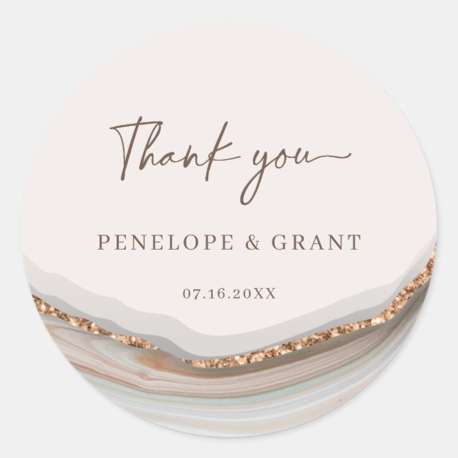 Redonda Agate Stone Marble Gracias Pegatina redondeado clá (Anverso)