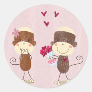 Redonda Agradable Pegatina de la pareja de monos Sock