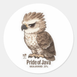 Redonda Águila de Java Kawaii Pegatina - Nación de Indones