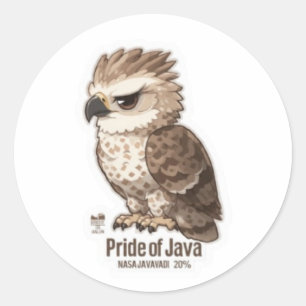 Redonda Águila de Java Kawaii Pegatina - Nación de Indones