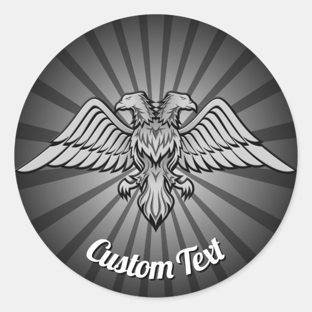 Redonda Águila gris con dos cabezas Pegatina (Anverso)
