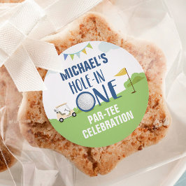 Redonda Agujero en un pegatina de primer cumpleaños en azu