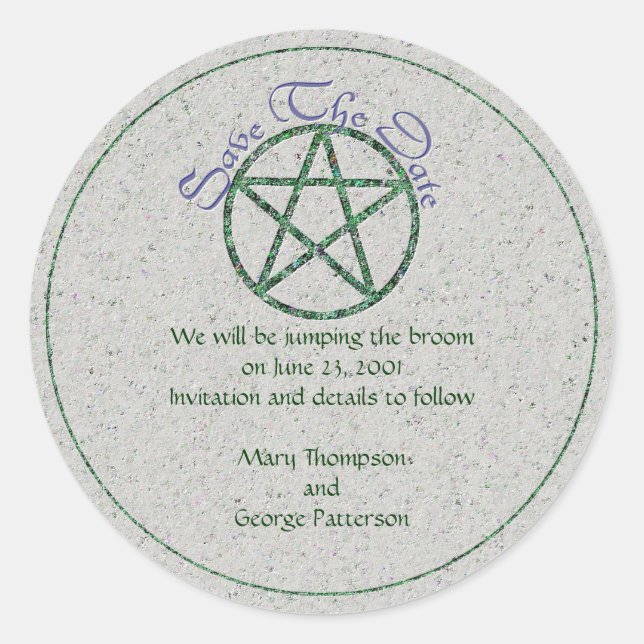 Redonda Ahorre al pegatina de Handfasting de la fecha (Anverso)