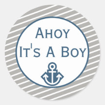 Ahoy es un chico Pegatina de Baby Shower