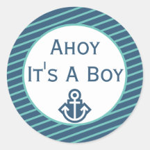 Ahoy es un chico Pegatina de Baby Shower