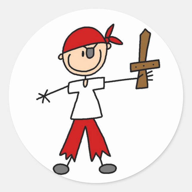 Redonda Ahoy Matey Pirate Pegatina (Anverso)