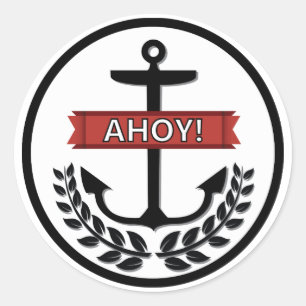 Redonda Ahoy - Pegatina redondo clásico, brillante