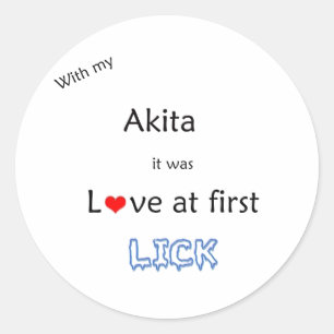 Redonda Akita Love en First Lick Pegatina