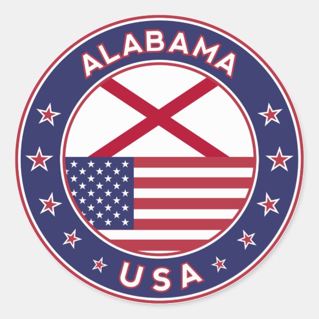 Redonda Alabama, Estados Unidos, pegatina de Alabama (Anverso)