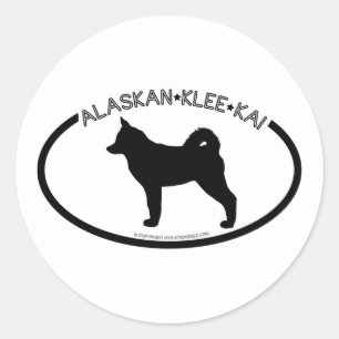 Redonda Alaskan Klee Kai Silhouette Black Pegatina
