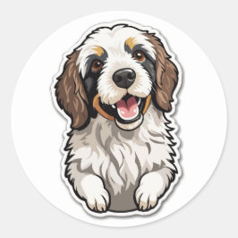 Redonda Alegre Pegatina de Bernedoodle: Perro de raza mixt