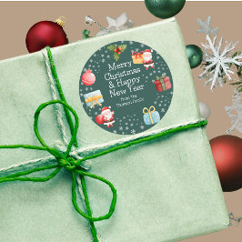 Redonda Alegre Pegatina navideño de Santa María Roja