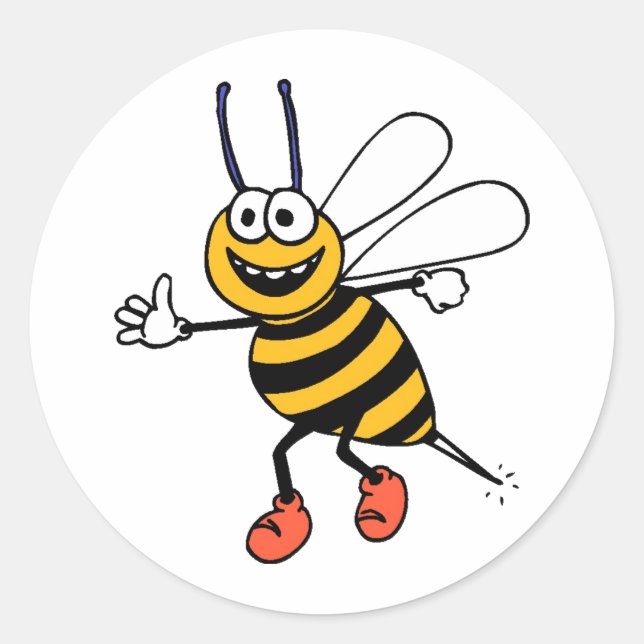 Redonda Alegre Personalizado Bee Pegatina (Anverso)