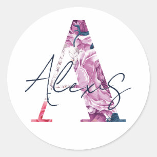 Redonda Alexis Nombre Personalizado Pegatina Chicas Etique