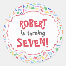 Redonda Alfabeto color agua personalizado niños pegatina d