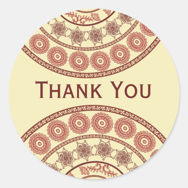 Redonda Alheña india Mehndi que casa al pegatina oval (Anverso)