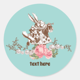 Redonda alice en wonderland floral Classic Round Pegatina