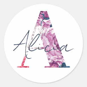 Redonda Alicia Nombre Personalizado Pegatina Chicas Etique