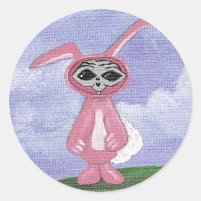 Redonda Alien Bunny Pegatina (Anverso)