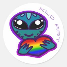 Redonda Alien con Pegatina del corazón del arcoiris