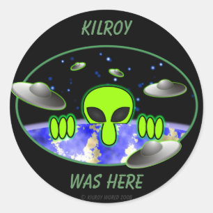 Redonda Alien Kilroy Pegatina