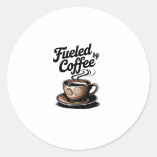 Redonda Alimentado Por El Café - Café Lover Motif Pegatina