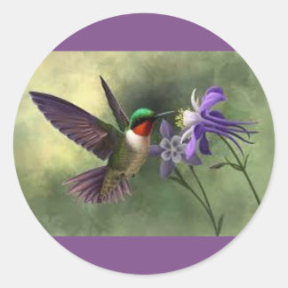 Redonda Alimentando colibríes con un Pegatina de flor