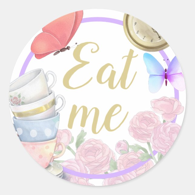 Redonda Alisa en Onederland Classic Round Pegatina (Anverso)