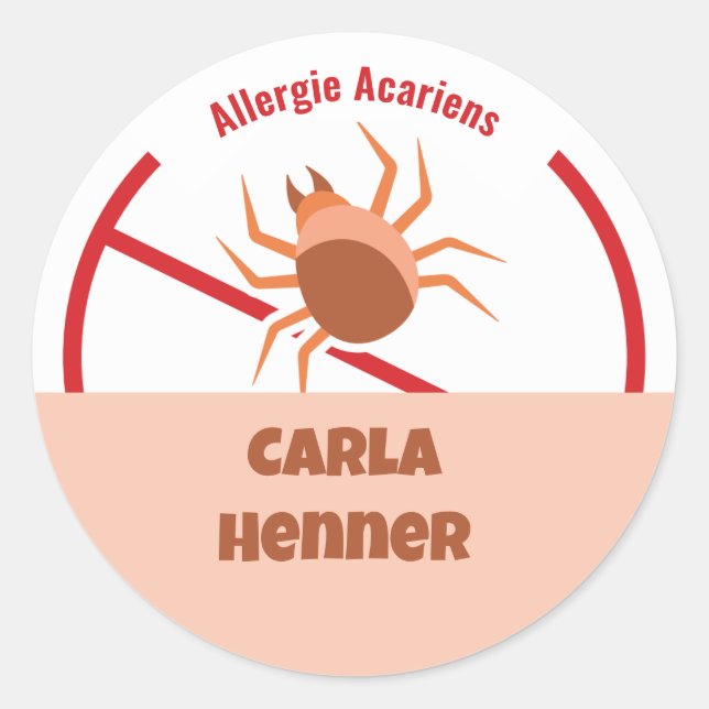 Redonda Allergie Acariens Classic Round Pegatina (Anverso)