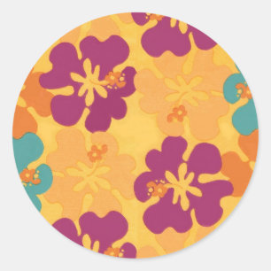 Redonda Aloha Flowers - Pegatina