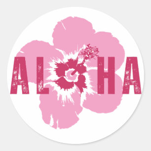 Redonda Aloha Hibiscus Pegatina