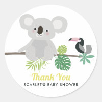 Aloha Koala y Toucan Baby Shower Gracias Pegatina