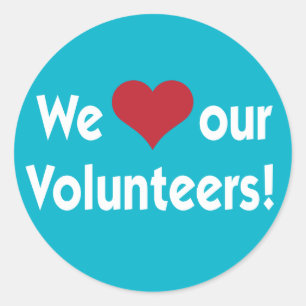 Redonda Amamos a nuestros voluntarios Pegatina del corazón