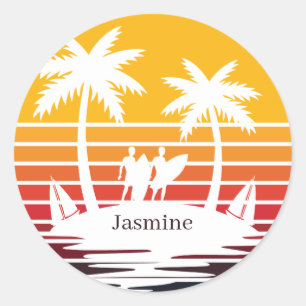 Redonda Amantes del Guay beach surf Pegatina Classic Round