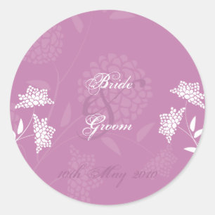 Redonda Amaranth Floral Boda Pegatina :